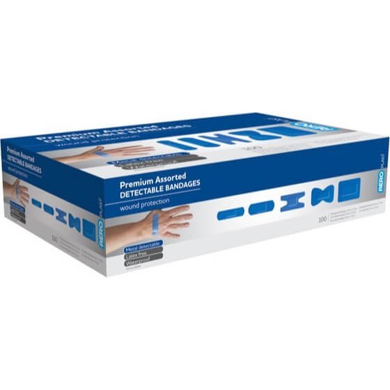 AERO HEALTHCARE AD1006 Aeroplast Blue Detectable Strips Assorted Box of 100