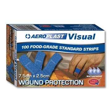 AERO HEALTHCARE AV2000 Aeroplast Blue Detectable Strips 75mm x 25mm Box of 100