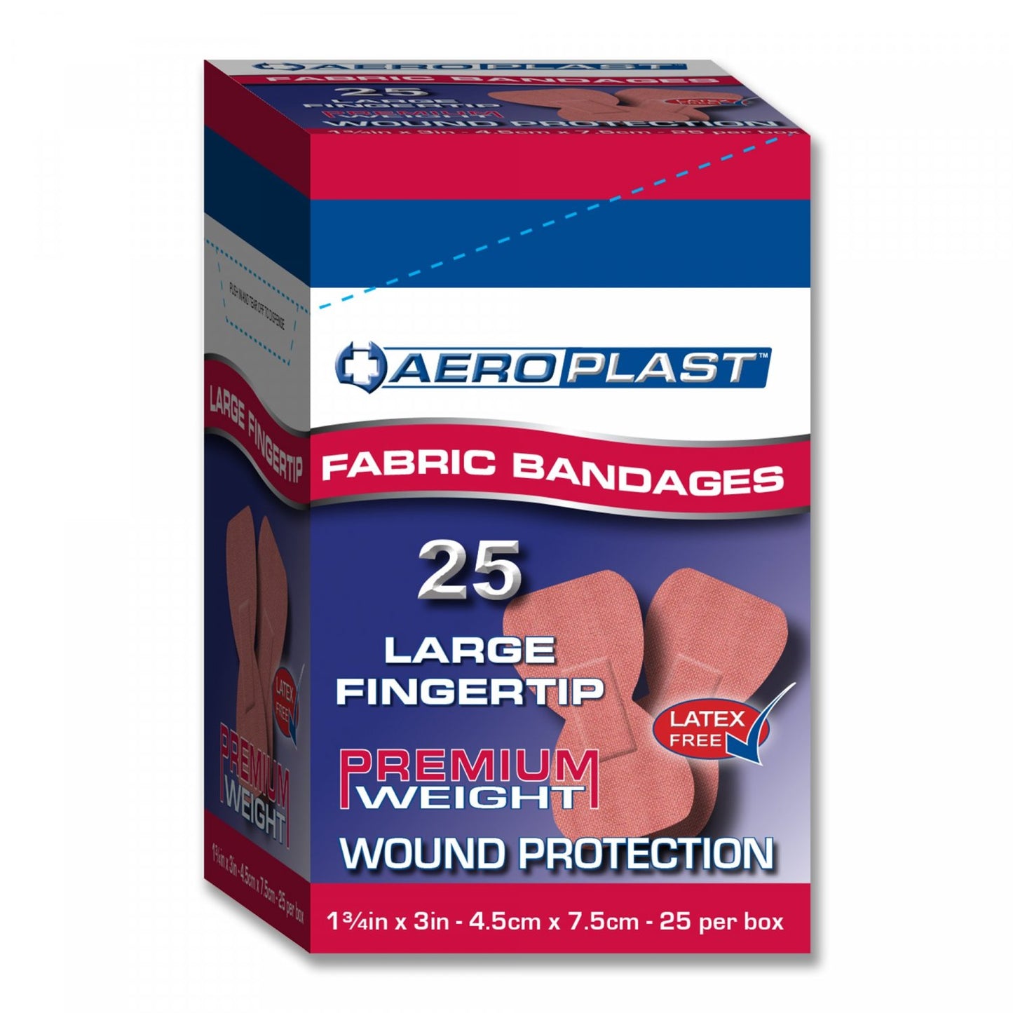 AERO HEALTHCARE AFP450 Aeroplast Fabric Fingertip Dressings Large Box of 25