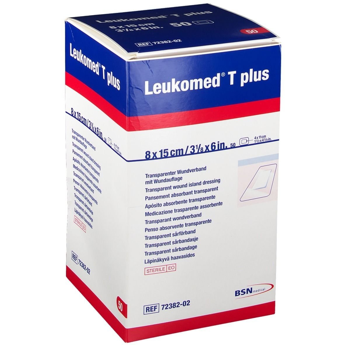 BSN MEDICAL B72382-02 Leukomed T Plus Waterproof Dressing 8cm x 15cm Box of 50