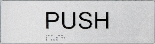 Max Global Products BS085 Sign, Push (Horizontal), , Silver/Black PVC