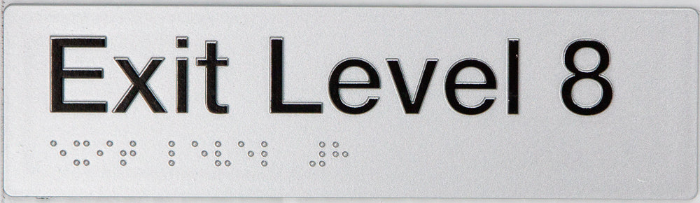 Max Global Products BS080 Sign, Exit Level 8, , Silver/Black PVC