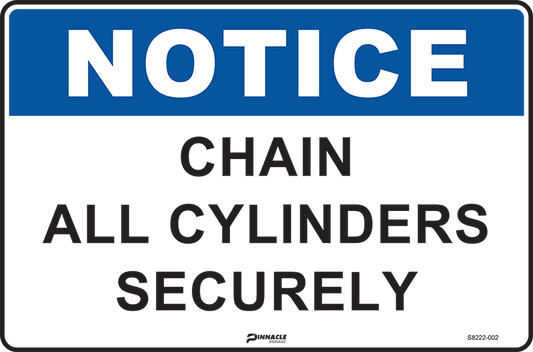 Max Global Products S8222 Notice Chain All Cylinders Securely Sign