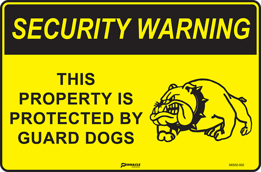 Max Global Products S6502 Security Warning This Property Is Protected By Guard Dogs Sign