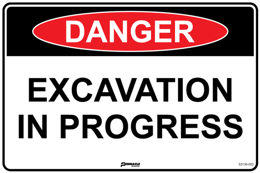 Max Global Products S2136 Danger Excavation In Progress Sign