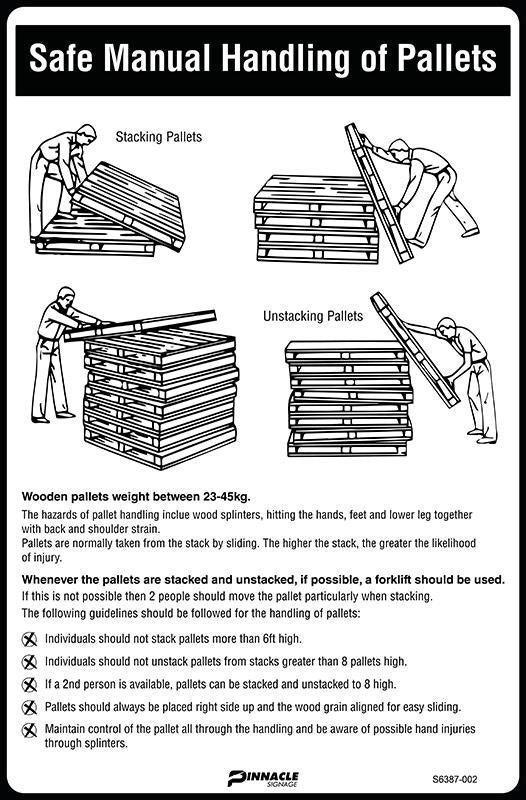 Max Global Products S6387 Safe Manual Handling Of Pallets Sign