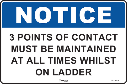 Max Global Products S8203 Notice 3 Points Of Contact Must Be Maintained At All Times... Sign