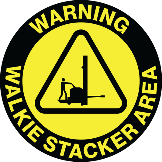 Max Global Products F1191-046 Floor Graphics, , Anti-Slip, Warning Walkie Stacker Area, Round Sign