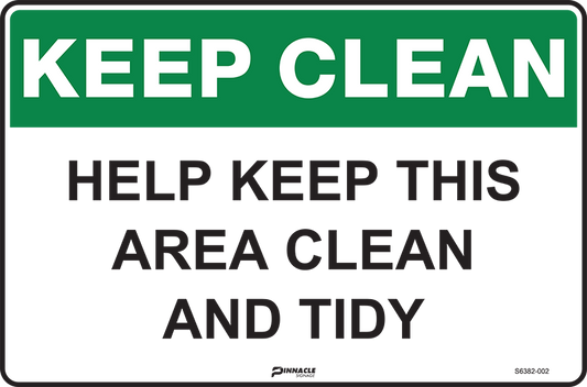 Max Global Products S6382 Keep Clean Help Keep This Area Clean and Tidy Sign