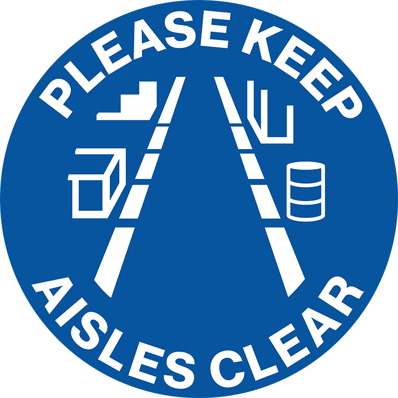 Max Global Products F1111-046 Floor Graphics, , Anti-Slip, Please Keep Aisles Clear, Round Sign