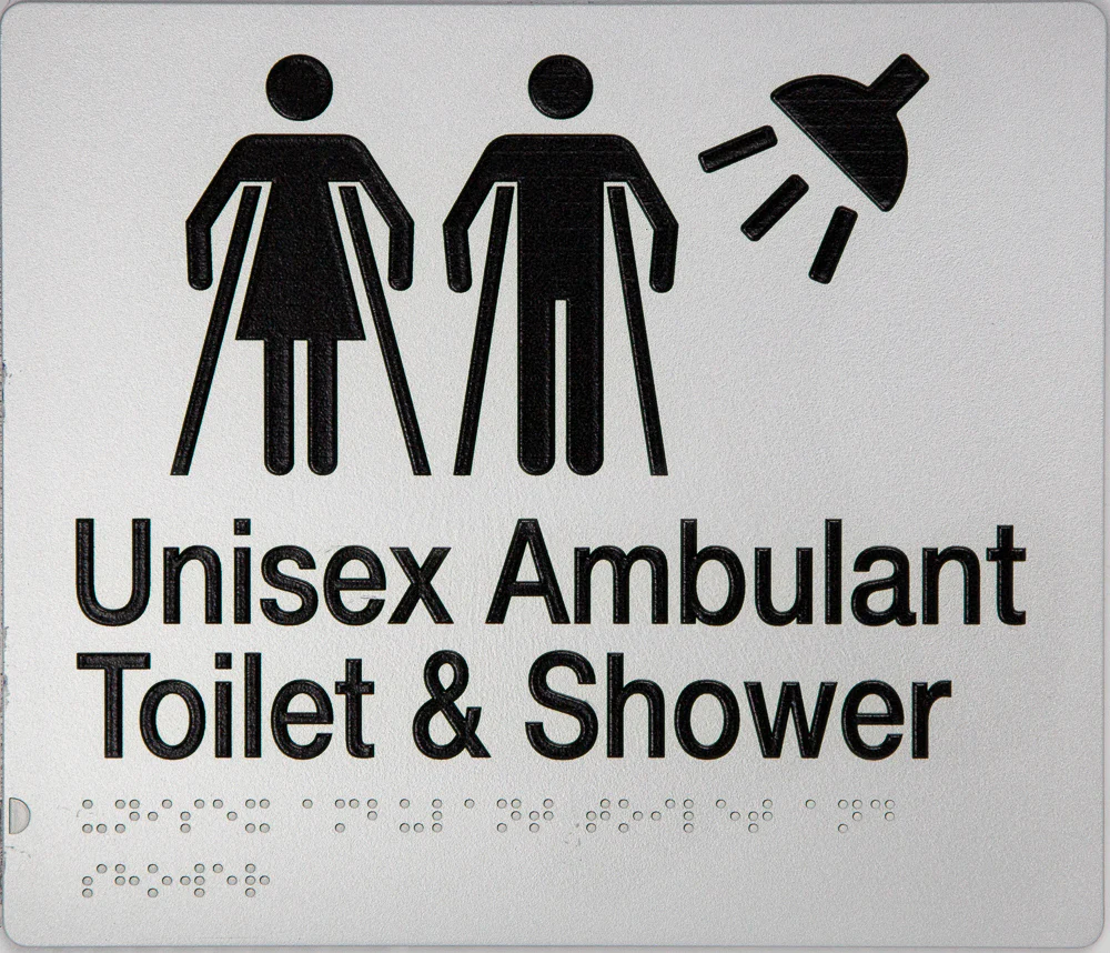 Max Global Products BS054 Sign, Unisex Ambulant Toilet & Shower, , Blue/White PVC