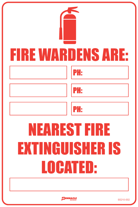 Max Global Products S5210 Fire Wardens Are/Nearest Fire Extinguisher Is Located Sign