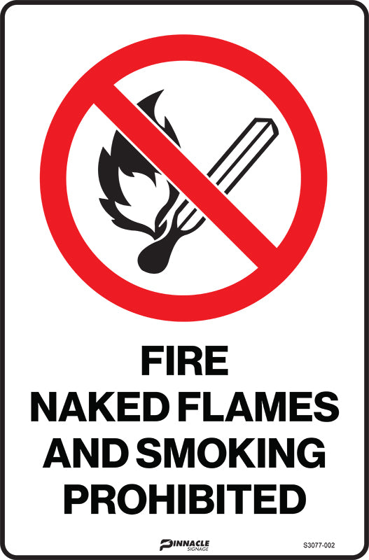 Max Global Products S3077 Fire Naked Flames And Smoking Prohibited Sign