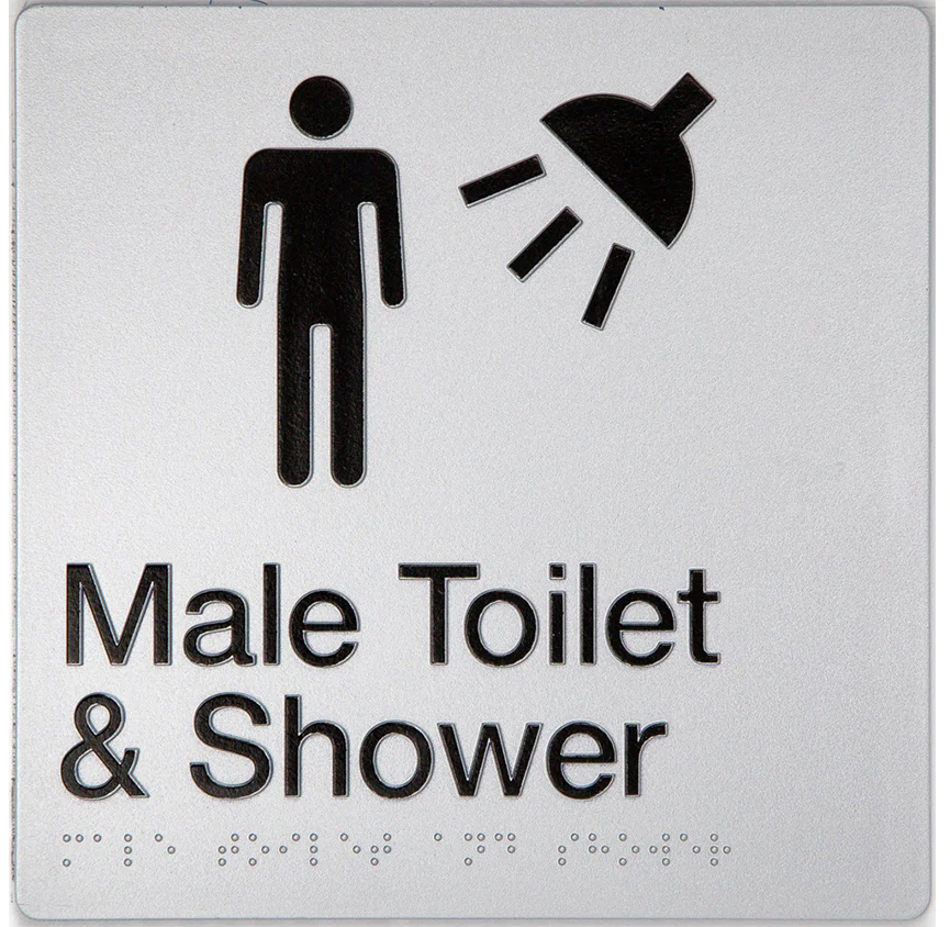 Max Global Products BS018 Sign, Male Toilet & Shower, , Blue/White PVC