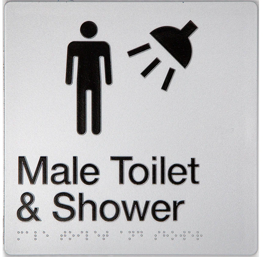 Max Global Products BS018 Sign, Male Toilet & Shower, , Blue/White PVC