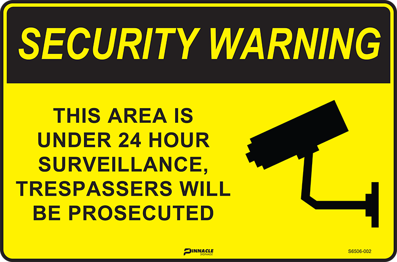 Max Global Products S6506 Security Warning This Area Is Under 24 Hour Surveillance Tres... Sign