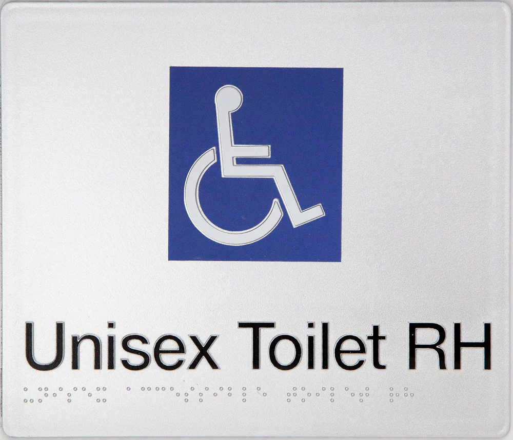Max Global Products BS015 Sign, Unisex Disabled Toilet Right Hand, , Blue/White PVC