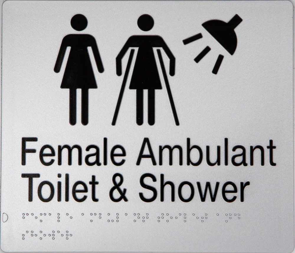 Max Global Products BS053 Sign, Female Ambulant Toilet & Shower, , Blue/White PVC