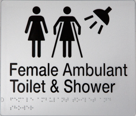 Max Global Products BS053 Sign, Female Ambulant Toilet & Shower, , Blue/White PVC