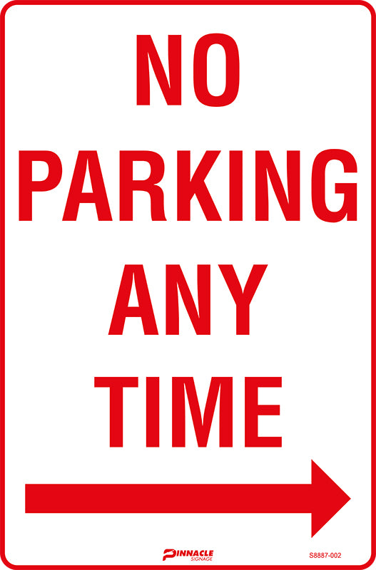 Max Global Products S8887 No Parking Any Time, Right Arrow Sign