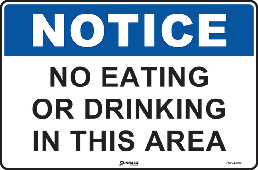 Max Global Products S8224 Notice No Eating Or Drinking In This Area Sign