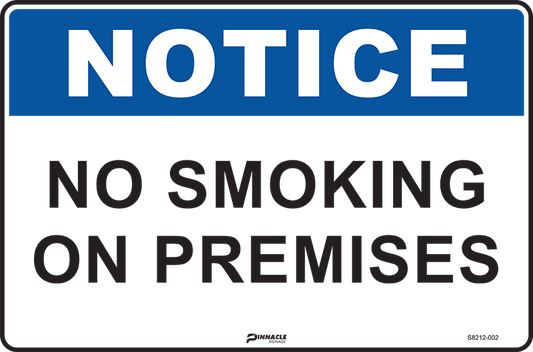 Max Global Products S8212 Notice No Smoking On Premises Sign