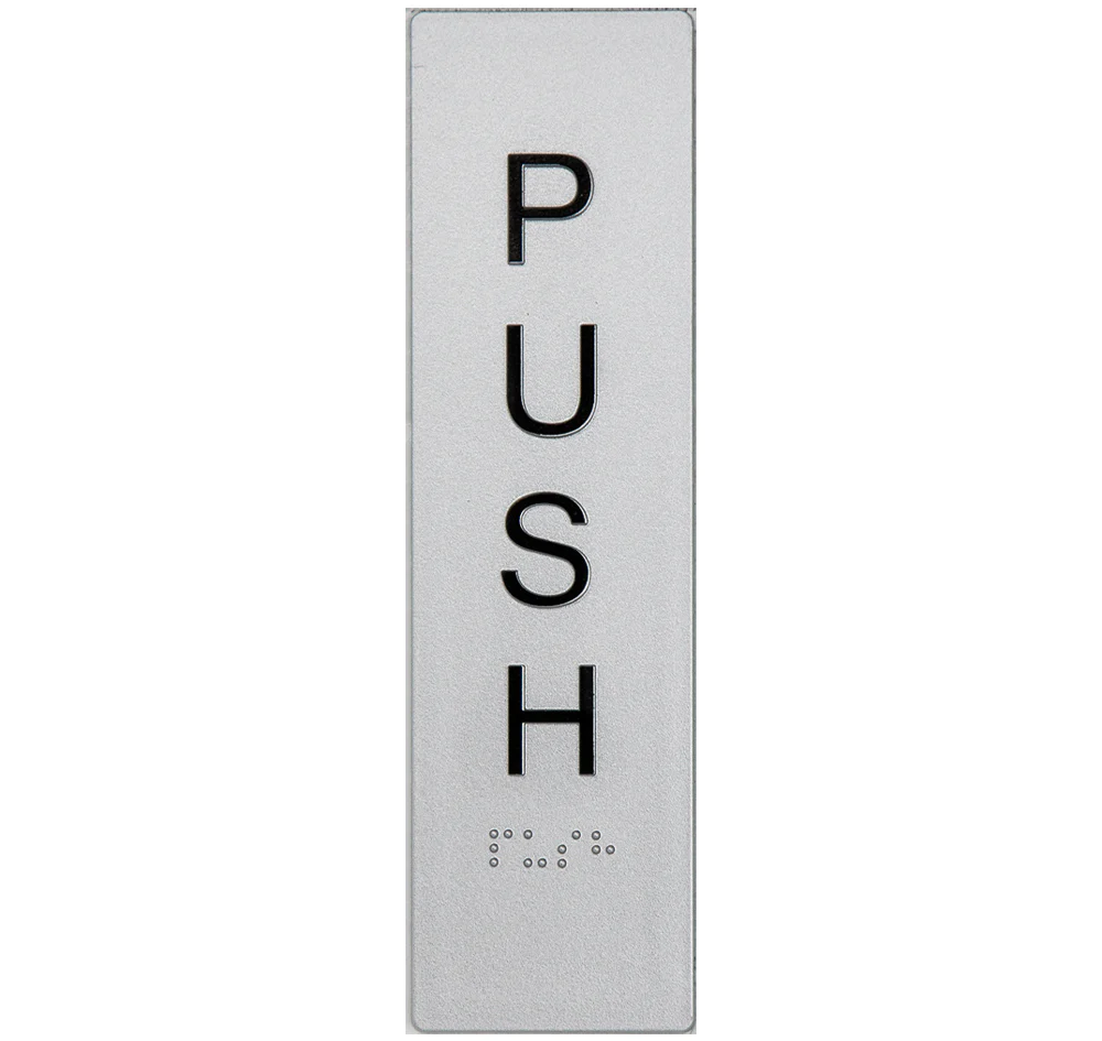 Max Global Products BS086 Sign, Push (Vertical), , Silver/Black PVC