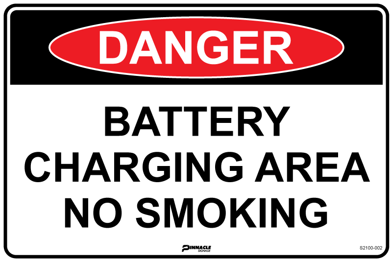 Max Global Products S2100 Danger Battery Charging Area No Smoking Sign