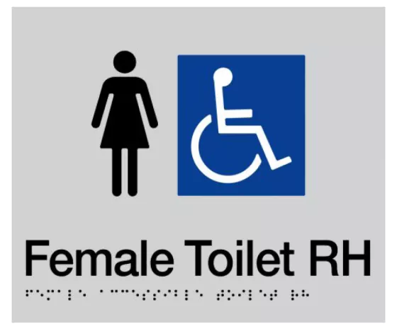 Max Global Products BS009 Sign, Female Wheelchair Accessible Toilet Right Hand, , Blue/White PVC