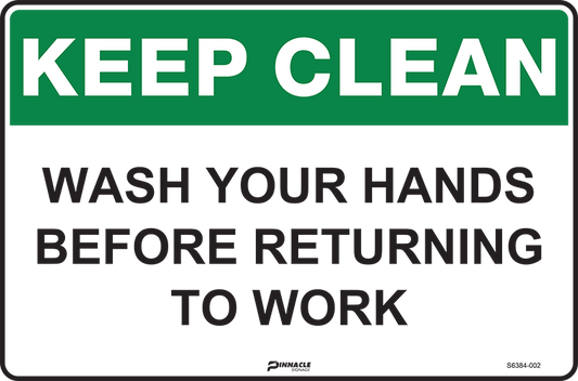 Max Global Products S6384 Keep Clean Wash Your Hands Before Returning To Work Sign