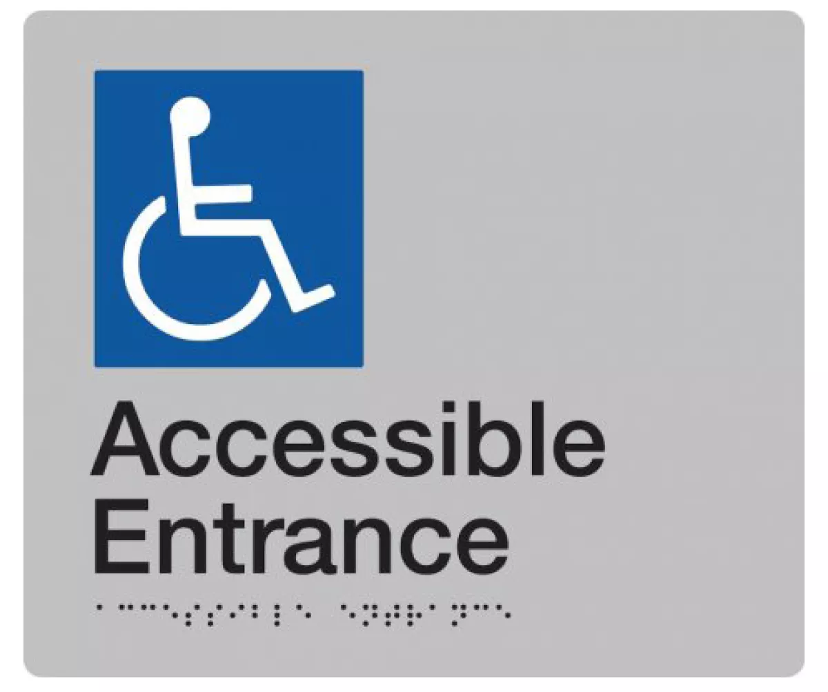 Max Global Products BS061 Sign, Wheelchair Accessible Entrance, , Blue/White PVC
