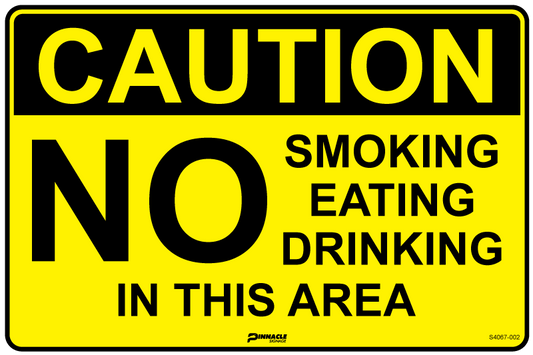 Max Global Products S4067 Caution No Smoking/Eating/Drinking In This Area Sign