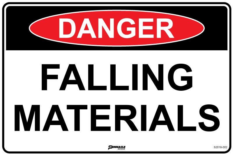 Max Global Products S2018 Danger Falling Materials Sign