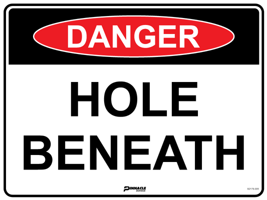Max Global Products S2179 Danger Hole Beneath Sign