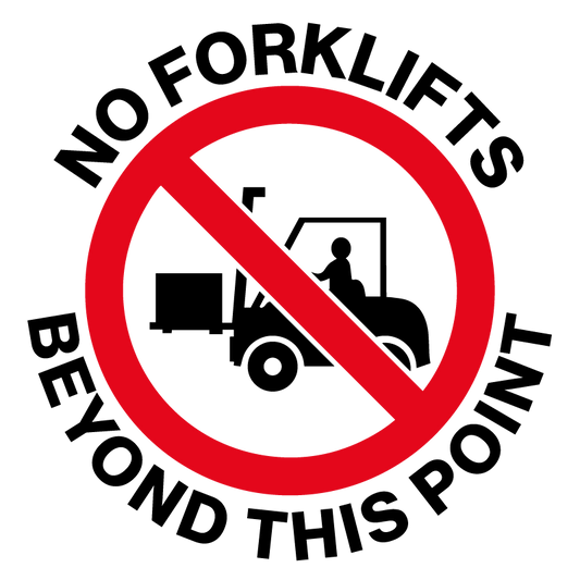 Max Global Products F1041-046 Floor Graphics, , Anti-Slip, No Forklifts Beyond this Point, Round Sign