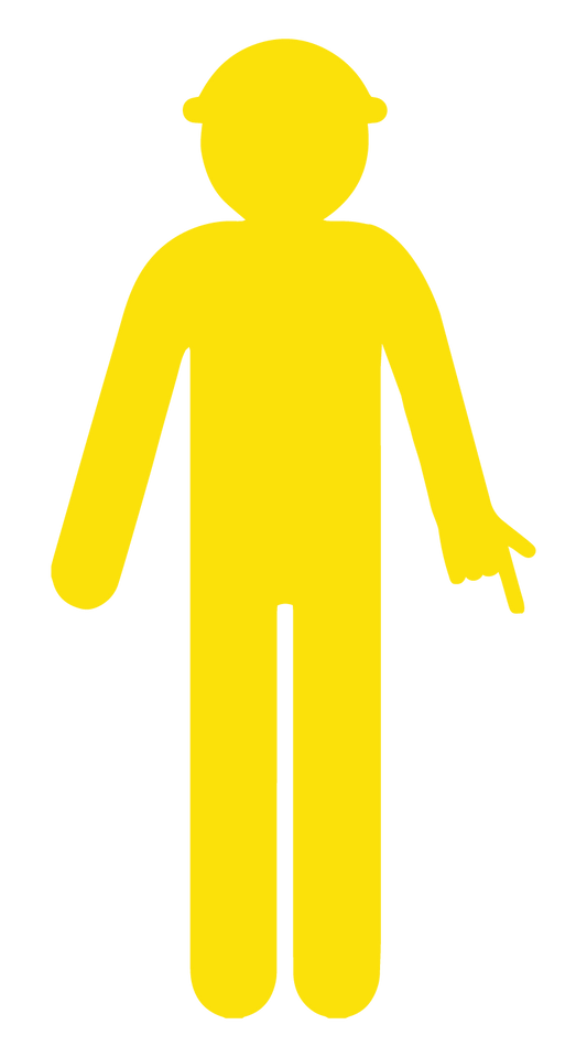 Max Global Products S4111 Yellow Cut Out Worker, Arms Down - Finger Pointing Sign