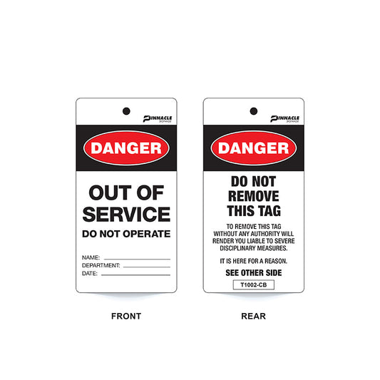 Max Global Products T1002 Danger Out Of Service Do Not Operate, Cardboard, Pack/100 Sign