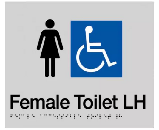 Max Global Products BS008 Sign, Female Wheelchair Accessible Toilet Left Hand, , Blue/White PVC