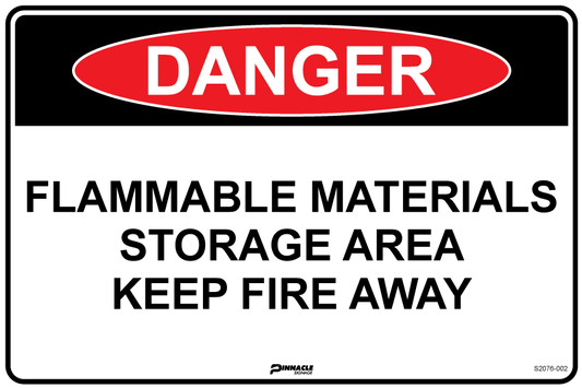 Max Global Products S2076 Danger Flammable Materials Storage Area Keep Fire Away Sign