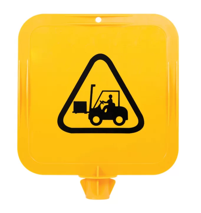 Max Global Products CS1003 Yellow Lock In Sign Frame, Forklifts Pictogram