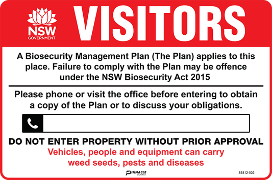 Max Global Products S6812 Farm Biosecurity Sign (Compliant In NSW)
