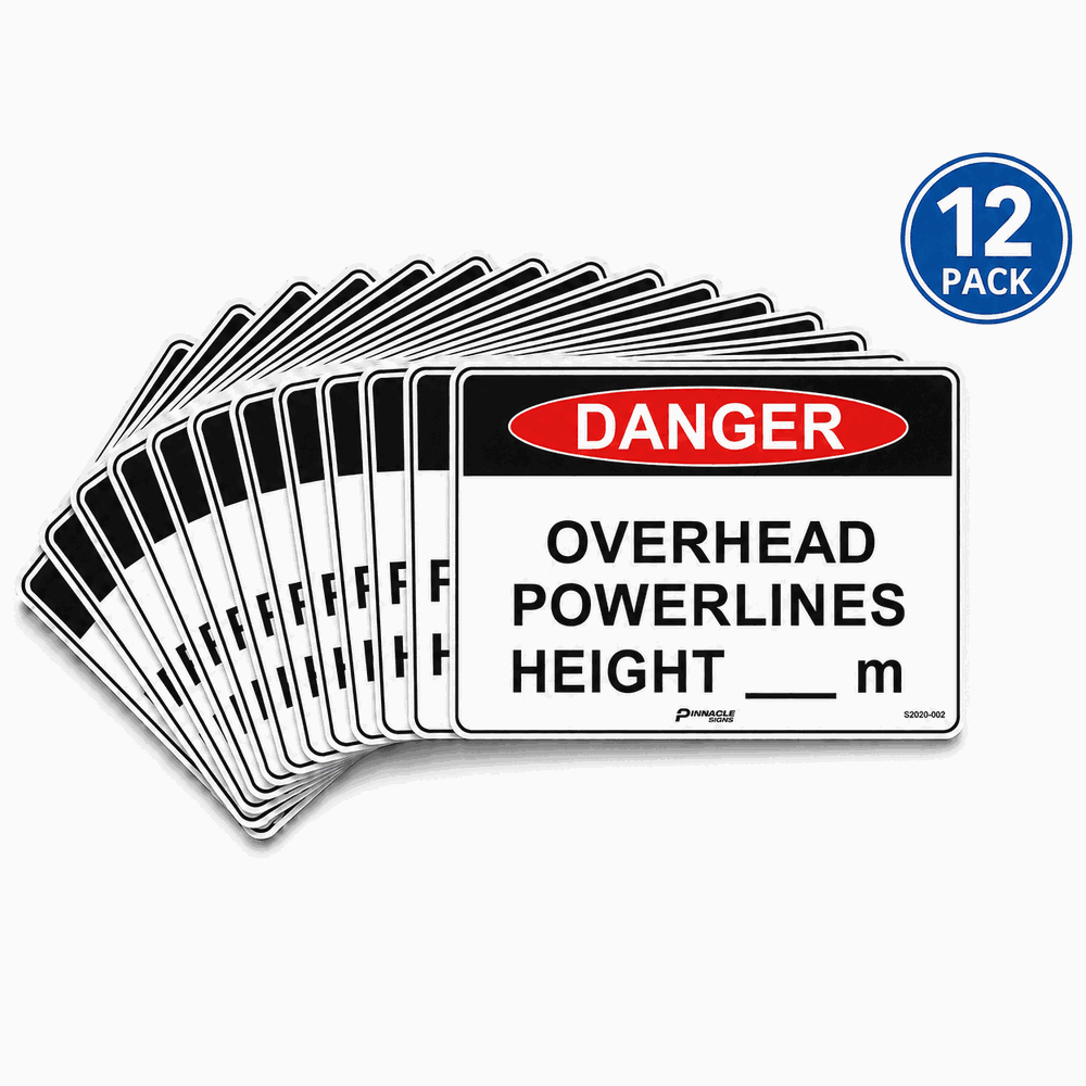 Max Global Products S2020 Danger Overhead Powerlines Height__m Sign