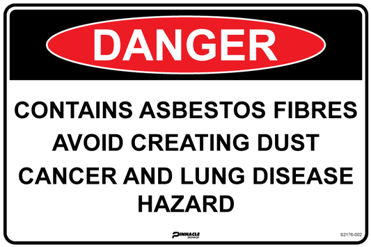 Max Global Products S2176 Danger Contains Asbestos Fibres Avoid Creating Dust... Sign