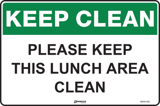 Max Global Products S6454 Keep Clean Please Keep This Lunch Area Clean Sign