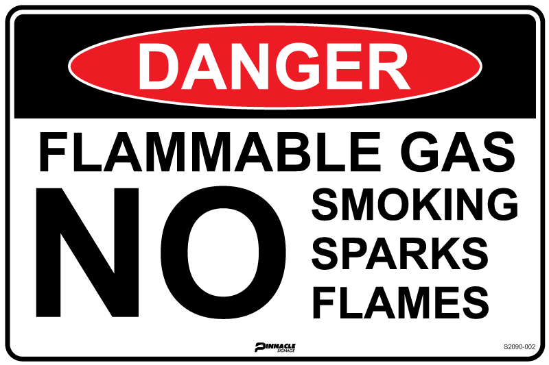 Max Global Products S2090 Danger Flammable Gas No Smoking Sparks Flames Sign