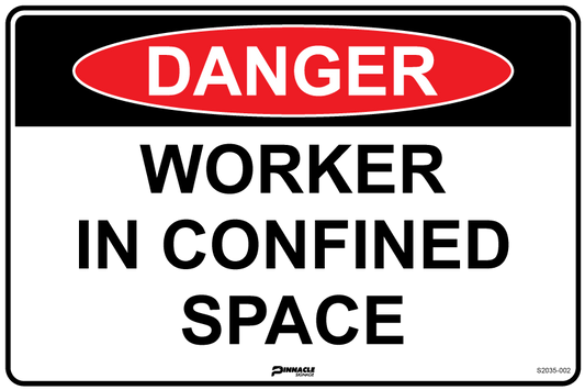 Max Global Products S2035 Danger Worker In Confined Space Sign