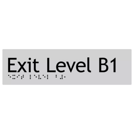 Max Global Products BS068 Sign, Exit Level Basement 1, , Silver/Black PVC