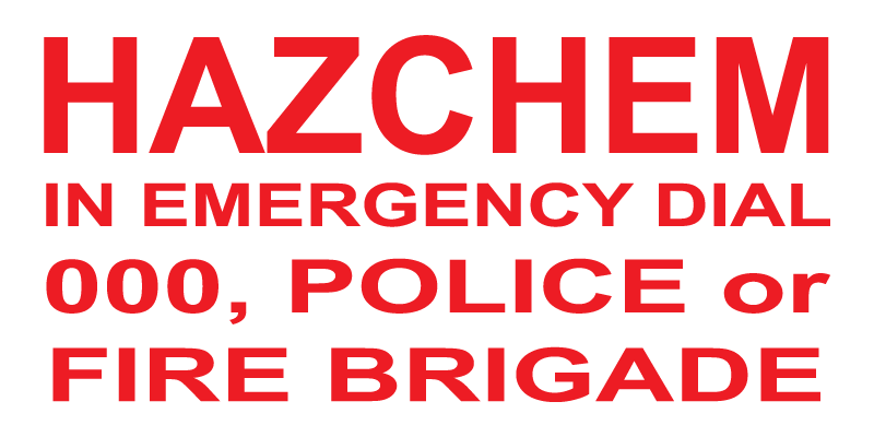 Max Global Products S7027 Hazchem In Emergency Dial 000, Police or Fire Brigade Sign
