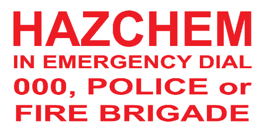 Max Global Products S7027 Hazchem In Emergency Dial 000, Police or Fire Brigade Sign
