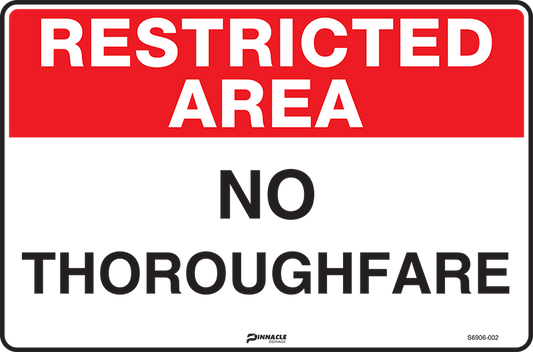 Max Global Products S6906 Restricted Area No Thoroughfare Sign